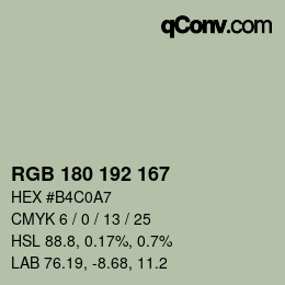 Color code: RGB 180 192 167 | qconv.com