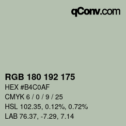 カラーコード: RGB 180 192 175 | qconv.com