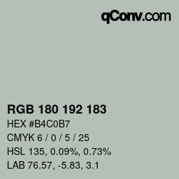 Color code: RGB 180 192 183 | qconv.com