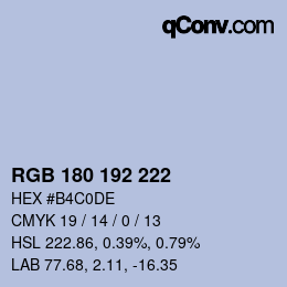 Color code: RGB 180 192 222 | qconv.com
