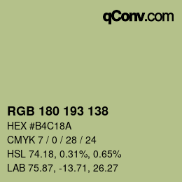 Color code: RGB 180 193 138 | qconv.com