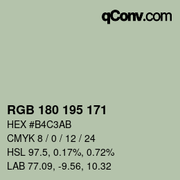 Color code: RGB 180 195 171 | qconv.com