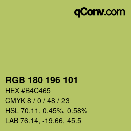Color code: RGB 180 196 101 | qconv.com