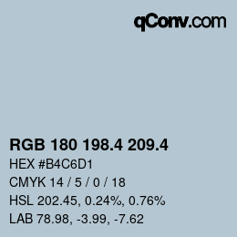 カラーコード: RGB 180 198.4 209.4 | qconv.com