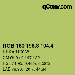 カラーコード: RGB 180 198.8 104.4 | qconv.com