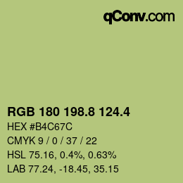 カラーコード: RGB 180 198.8 124.4 | qconv.com