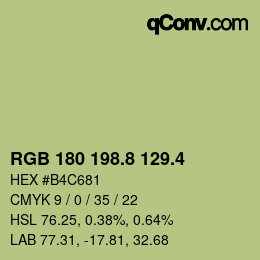 カラーコード: RGB 180 198.8 129.4 | qconv.com