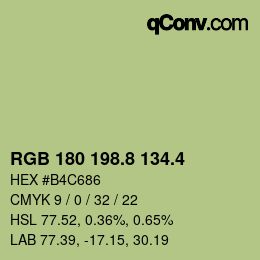 カラーコード: RGB 180 198.8 134.4 | qconv.com
