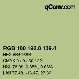 カラーコード: RGB 180 198.8 139.4 | qconv.com
