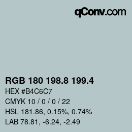 カラーコード: RGB 180 198.8 199.4 | qconv.com