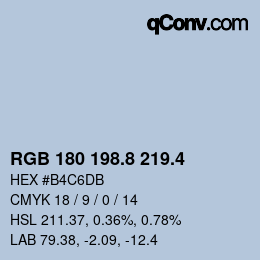 カラーコード: RGB 180 198.8 219.4 | qconv.com