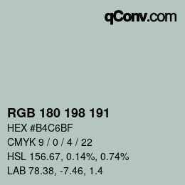 Farbcode: RGB 180 198 191 | qconv.com