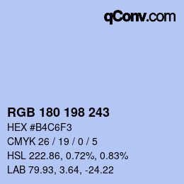 Color code: RGB 180 198 243 | qconv.com