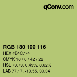 Color code: RGB 180 199 116 | qconv.com