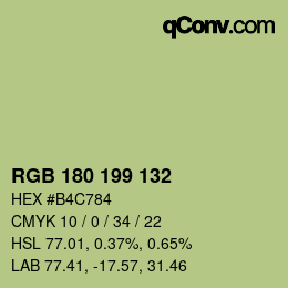 Color code: RGB 180 199 132 | qconv.com