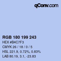 Color code: RGB 180 199 243 | qconv.com