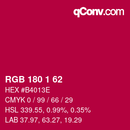 Color code: RGB 180 1 62 | qconv.com