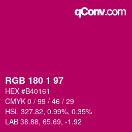 カラーコード: RGB 180 1 97 | qconv.com