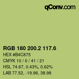 カラーコード: RGB 180 200.2 117.6 | qconv.com