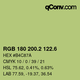 カラーコード: RGB 180 200.2 122.6 | qconv.com