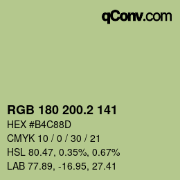 カラーコード: RGB 180 200.2 141 | qconv.com