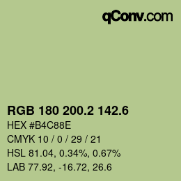カラーコード: RGB 180 200.2 142.6 | qconv.com