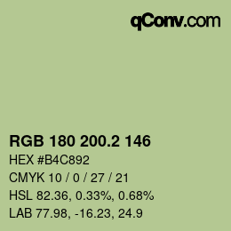 カラーコード: RGB 180 200.2 146 | qconv.com