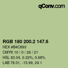カラーコード: RGB 180 200.2 147.6 | qconv.com