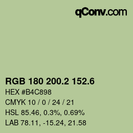 カラーコード: RGB 180 200.2 152.6 | qconv.com