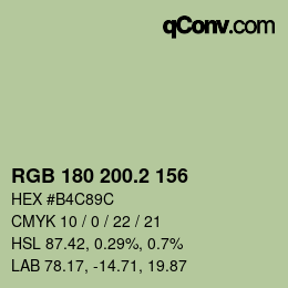 カラーコード: RGB 180 200.2 156 | qconv.com
