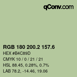 カラーコード: RGB 180 200.2 157.6 | qconv.com