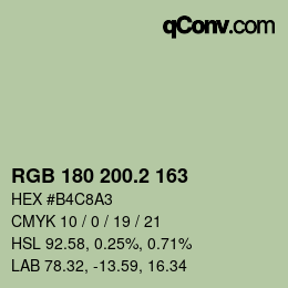 カラーコード: RGB 180 200.2 163 | qconv.com