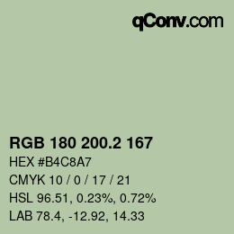 カラーコード: RGB 180 200.2 167 | qconv.com