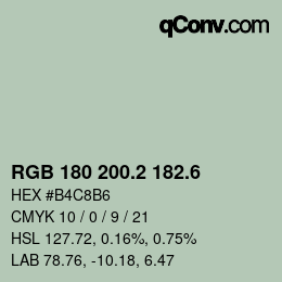 カラーコード: RGB 180 200.2 182.6 | qconv.com
