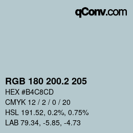カラーコード: RGB 180 200.2 205 | qconv.com