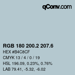 カラーコード: RGB 180 200.2 207.6 | qconv.com