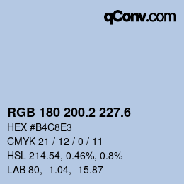 カラーコード: RGB 180 200.2 227.6 | qconv.com