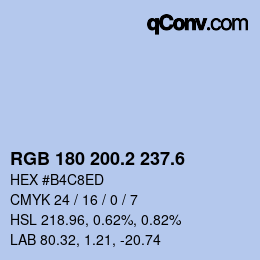 カラーコード: RGB 180 200.2 237.6 | qconv.com