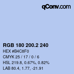 カラーコード: RGB 180 200.2 240 | qconv.com