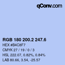カラーコード: RGB 180 200.2 247.6 | qconv.com