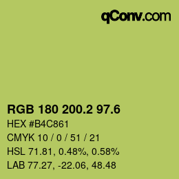 カラーコード: RGB 180 200.2 97.6 | qconv.com