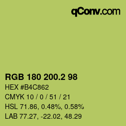 カラーコード: RGB 180 200.2 98 | qconv.com