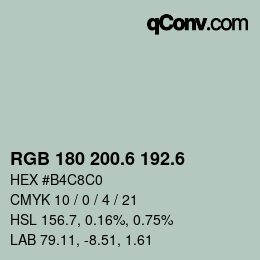 カラーコード: RGB 180 200.6 192.6 | qconv.com