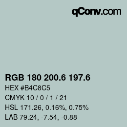 カラーコード: RGB 180 200.6 197.6 | qconv.com