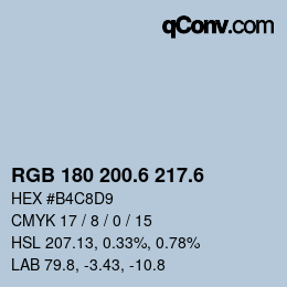 カラーコード: RGB 180 200.6 217.6 | qconv.com
