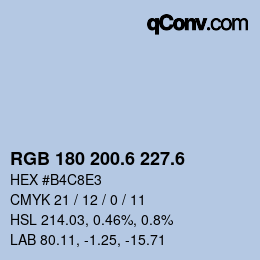 カラーコード: RGB 180 200.6 227.6 | qconv.com