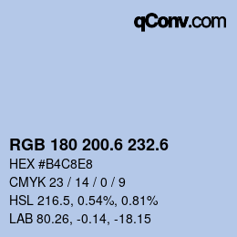 カラーコード: RGB 180 200.6 232.6 | qconv.com