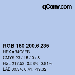 カラーコード: RGB 180 200.6 235 | qconv.com