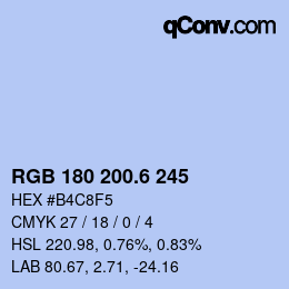カラーコード: RGB 180 200.6 245 | qconv.com