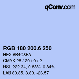 カラーコード: RGB 180 200.6 250 | qconv.com